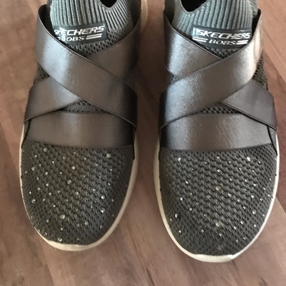 Bobs from Sketcher Slip on  Charcoal Gray Sneaker - Picture 4 of 8